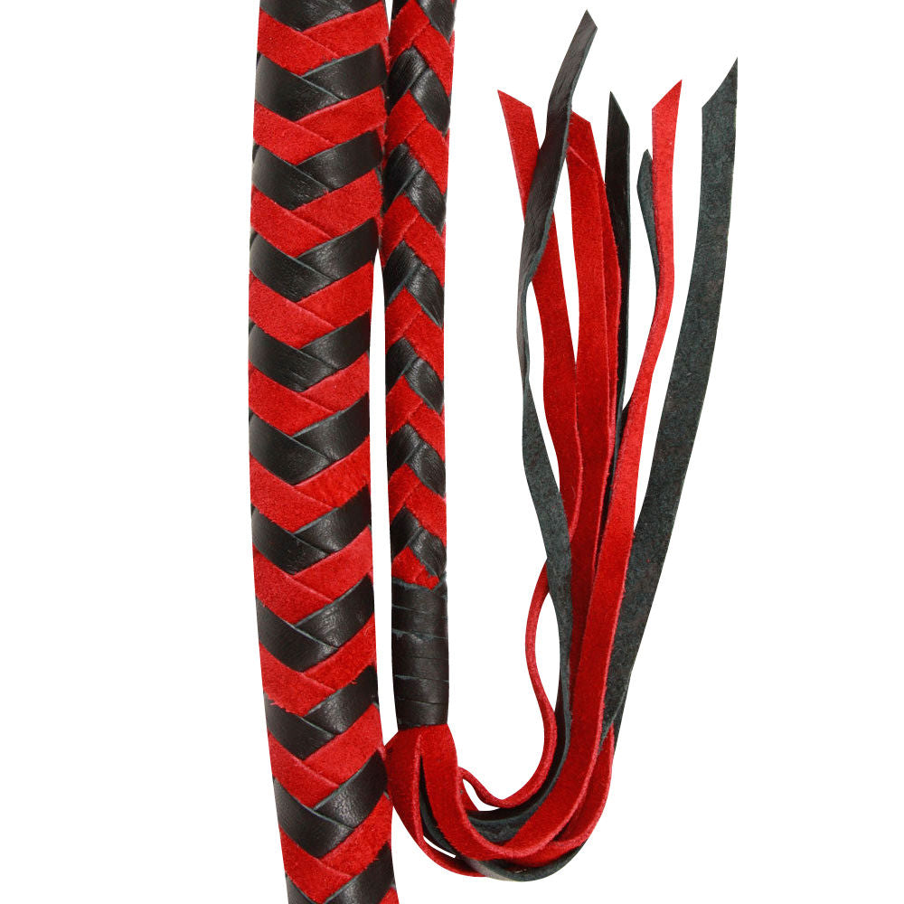 Signature Red & Black Bull Whip – 12-Plait Handcrafted Cowhide Leather