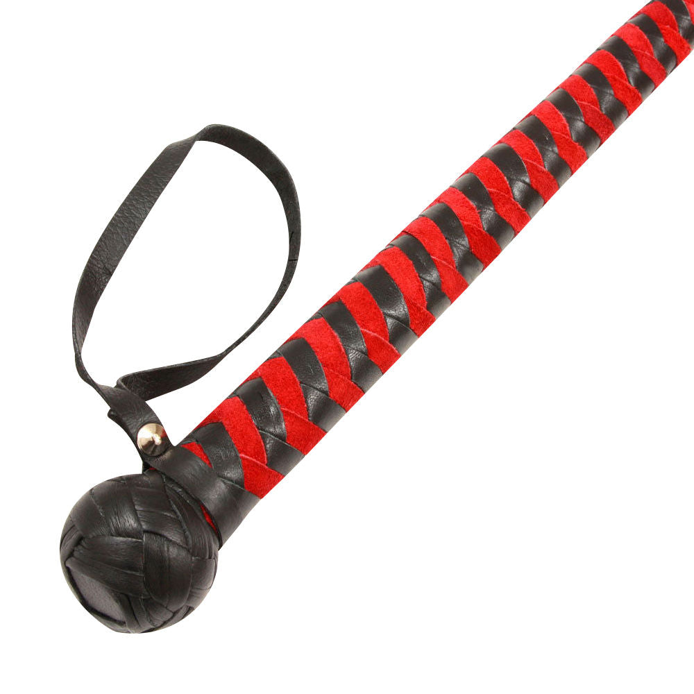 Signature Red & Black Bull Whip – 12-Plait Handcrafted Cowhide Leather