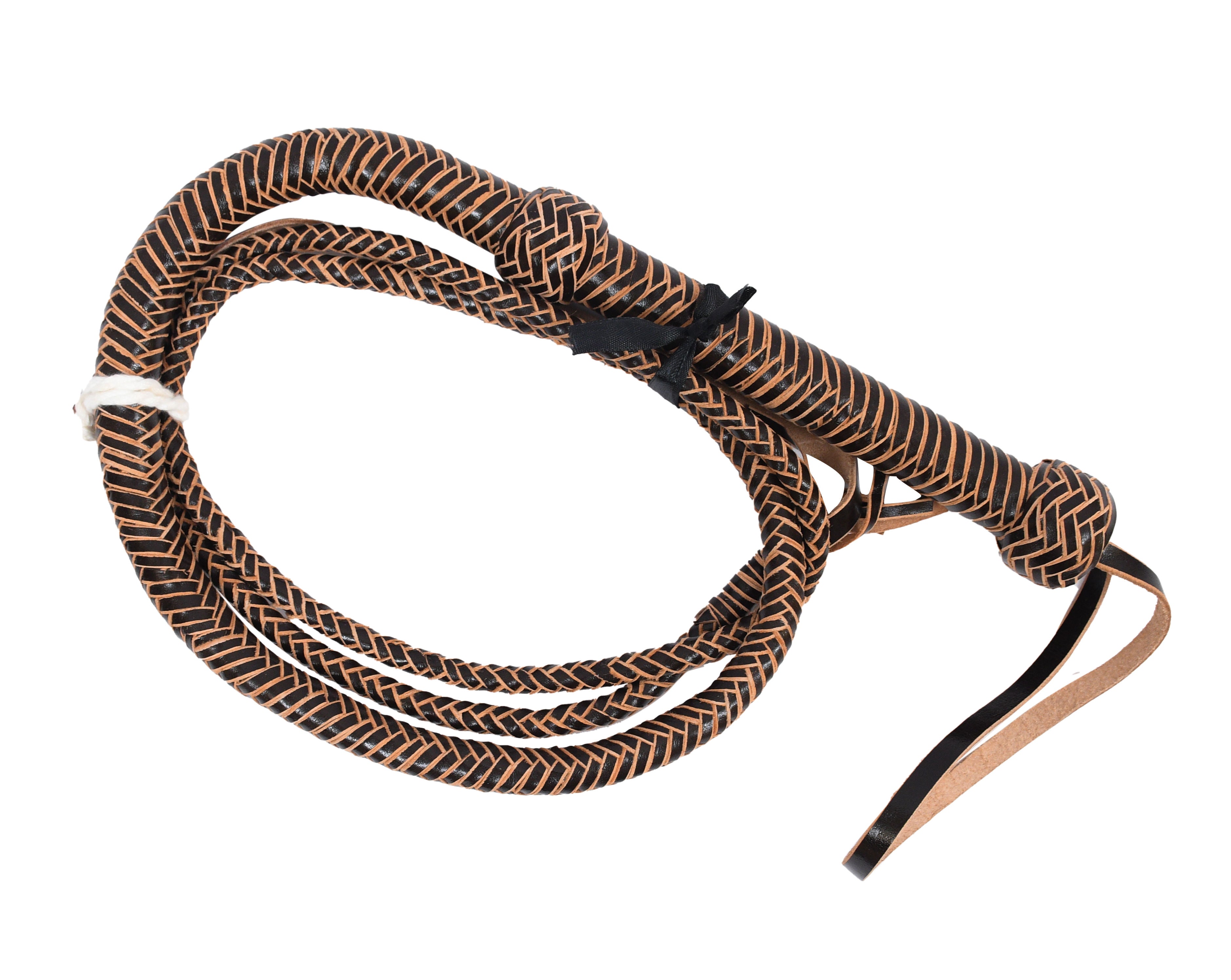 6FT Tan Handmade Leather Bull Whip – 14-Plait Equestrian Braided Whip for Horse Riders