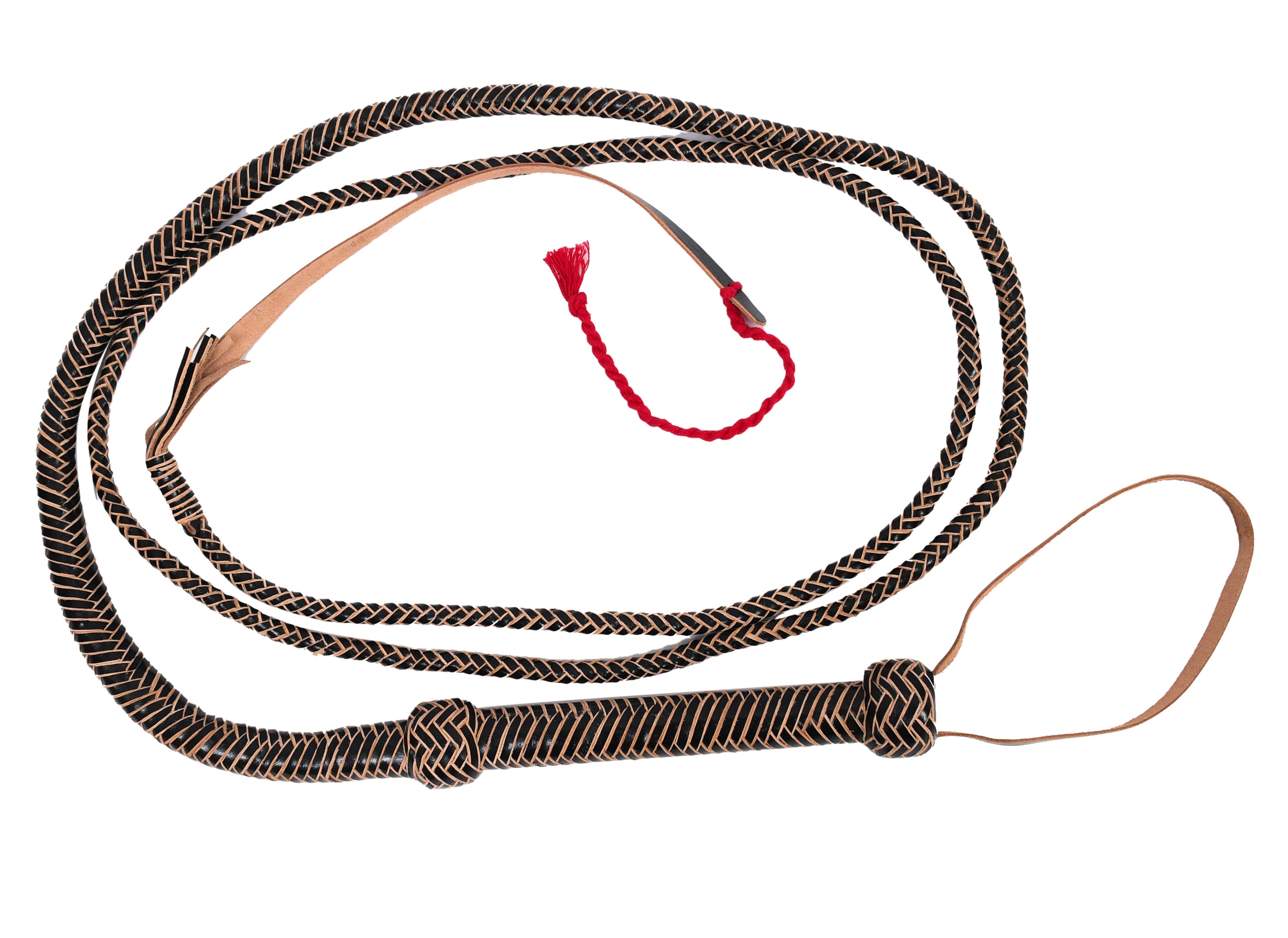 6FT Tan Handmade Leather Bull Whip – 14-Plait Equestrian Braided Whip for Horse Riders