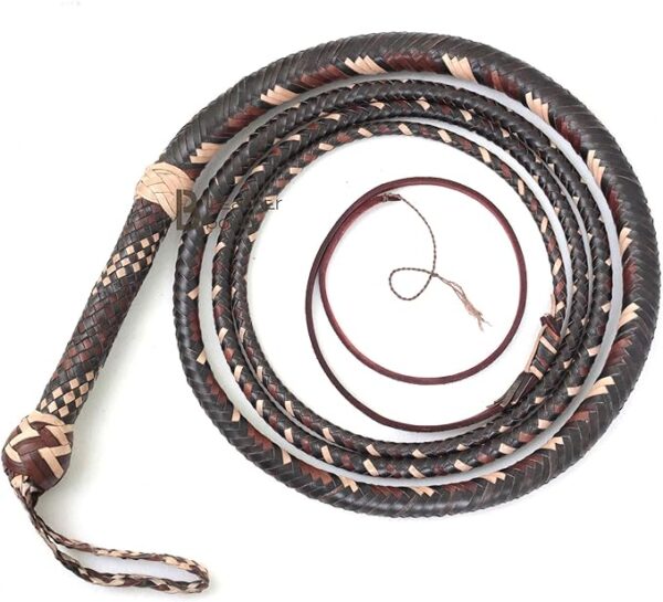 Bull Whip 10 Feet 16 Strands Cowhide Leather Equestrian Bullwhip Leather Plaited Bellies