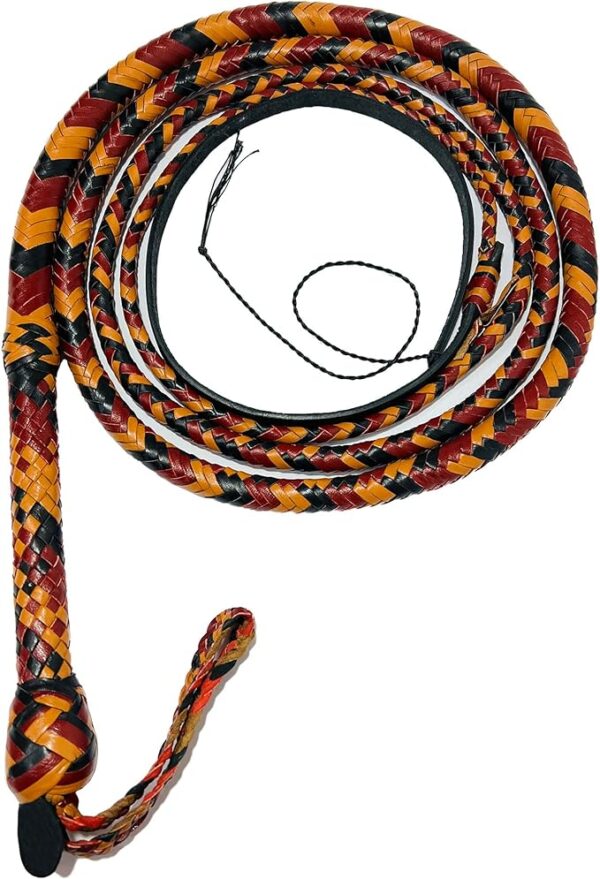 Bull Whip 12 Foot 16 Plaits Hand Made Kangaroo Hide Leather Whip Equestrian Bullwhip Leather Belly & Leather Bolster Inside Heavy Duty